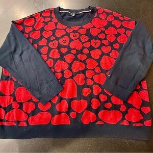 Tommy Hilfiger Black Sweater with Red Heart Pattern